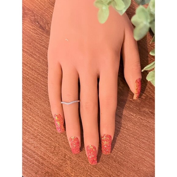 14K White Gold Diamond Curve Band Ring - Picture 8 of 9